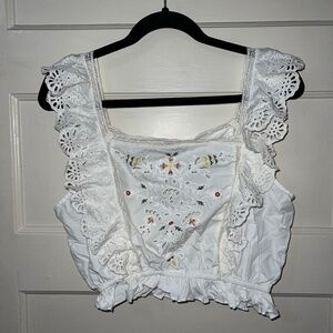 White ZARA Cottagecore Top